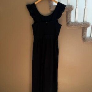 Madewell black overalls with ruffled straps